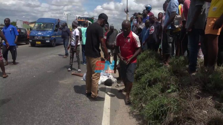 Mother and daughter knocked down by a car at Kasoa Amanfrom