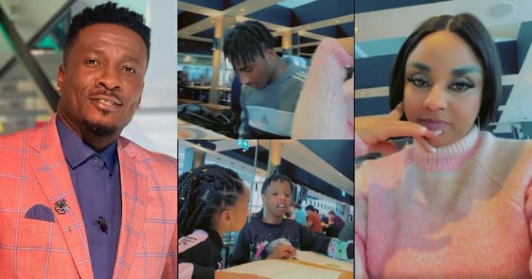 Asamoah Gyan's Wife And Children Steps Out For Family Dinner In A Video