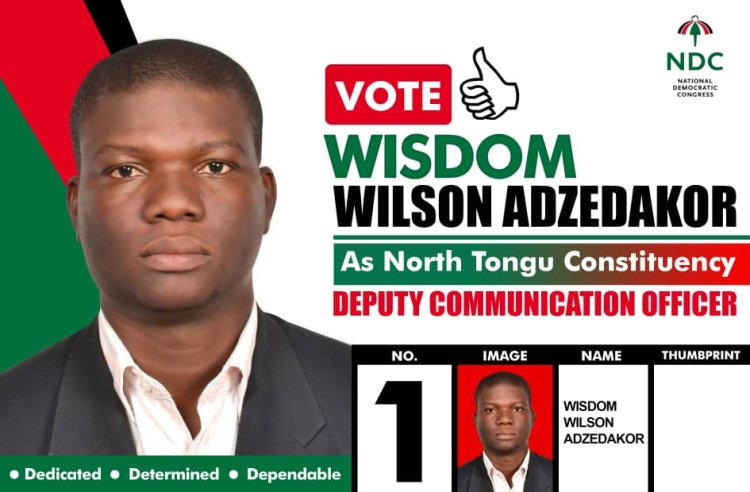 NDC North Tongu Deputy Communications Race:  Wisdom Wilson  Adzedakor Outlines  Five Key Plans To  Lead The Party