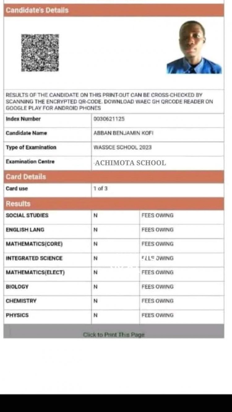 Is Akufo-Addo Free SHS Educational Policy Working In Ghana; Achimota Student Failed Because Of Owing School Fees!