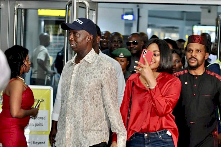 Ned Nwoko & Regina Daniels Arrive Nigeria In Style after their Trip To Antarctica